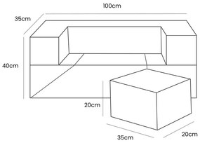 Gioco per psicomotricità turchese in velluto a coste 6 pz altezza totale 40 cm 100x35 cm Montessori – Meowbaby