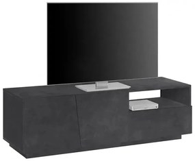 Porta TV Moderno con 2 Ante Battenti e 1 Cassetto - Modello VEGA, Colore Ardesia da 150 cm