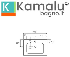 Kamalu - lavabo da incasso per mobili 60 cm in solid surface | klit600ss