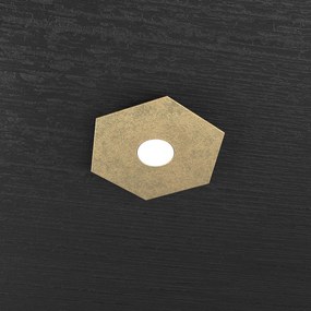 Plafoniera Industrial-Minimal Hexagon Metallo Foglia Oro 1 Luce Led 12W