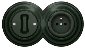 Kliklap - Interruttore unipolare retrò n. 1 e presa 230V con cornice verde