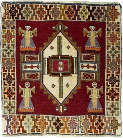 Shiraz Tappeto 70x60 Rosso (Iran) Annodato A Mano