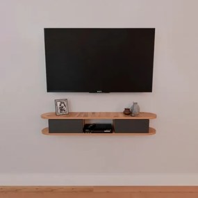 Mobile TV Sospeso 120x20x18 cm 2 Ante E Vano A Giorno Omega Rovere E Antracite