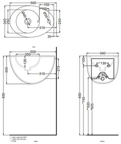 Cielo Le Giare lavabo sospeso 34x50 con troppopieno in ceramica bianco lucido