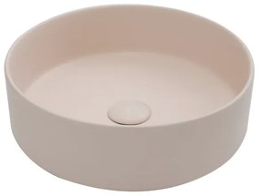 Lavabo da appoggio SENSEA tondo piletta inclusa in ceramica rosa satinato piletta inclusa