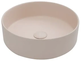 Lavabo da appoggio tondo in ceramica rosa semi opaco