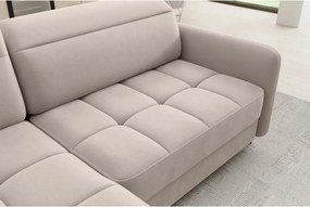 Divano angolare marrone chiaro allungabile/con contenitore (con penisola a sinistra/a L) e rivestimento in velluto Barea – ELTAP