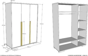 Armadio per bambini bianco 146x195 cm London - Vipack