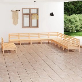 Set Salotto da Giardino 11 pz in Legno Massello di Pino