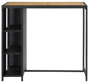 Tavolo da bar con ripiani nero 120x60x110 cm in polyrattan
