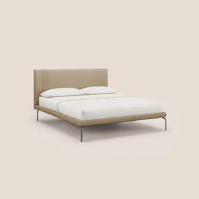 Finn letto imbottito con piedi alti in metallo in tessuto smacchiabile T05 beige