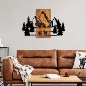 Decorazione da muro 88x57 cm montagne legno/metallo