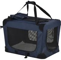 Trasportino per Cani a 3 Ingressi 70x51x50 cm con Cuscino e Sacche Portaoggetti in Tessuto Oxford Blu Scuro