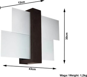 Applique da Parete Legno Wenge e Vetro FENIKS 1 E27 da Interno