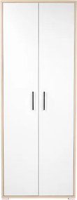Scarpiera 2 ante grande in legno con ripiani 70x189h cm Rovere anta bianco frassino