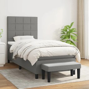 Giroletto A Molle Con Materasso Grigio Scuro 100x200 Cm Tessuto /