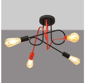 Lampadario a plafone OXFORD 4xE27/15W/230V nero/rosso