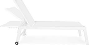Lettino Prendisole In Alluminio E Textilene Imbottito Con Ruote Summer Bianco