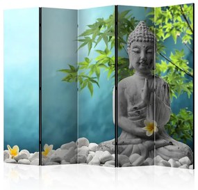 Paravento  Meditating Buddha II [Room Dividers]  Colore Blu, Dimensioni e Misure 225x172