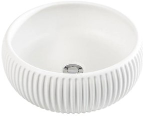 Lavabo da appoggio Lavandino color bianco sporco  CIPI tondo in cemento bianco opaco piletta non inclusa