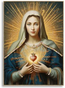 Dipinto Su Tela Laccato Madonna -B- Con Cornice 72X4X102
