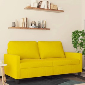 Divano A 2 Posti Giallo 140 Cm İn Velluto /