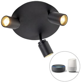 Faretto intelligente per bagno nero IP44 con 3 GU10 wifi - Ducha