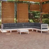 Set Divani da Giardino 8 pz con Cuscini Bianchi Legno di Pino cod mxl 44400