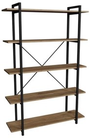 Libreria 5 Ripiani Stile Industrial 120x34x180 Jonah Rovere