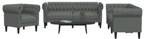 Set Di Divani 3 Pz Grigio Scuro İn Tessuto /