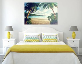 Quadro su tela – Tramonto sull'isola delle Seychelles