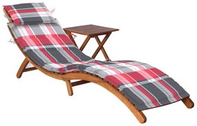Sdraio da giardino con cuscino e tavolo in massello di acacia
