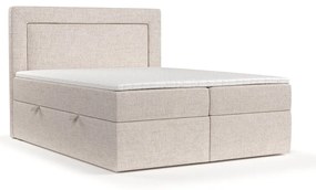 Letto boxspring beige con contenitore 200x200 cm Imagine - Maison de Rêve