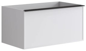 Mobile da bagno sotto lavabo Pixel frame bianco e maniglia alluminio nero laccato opaco L 80 x H 40 x P 45.5 cm 1 cassetto, lavabo non incluso