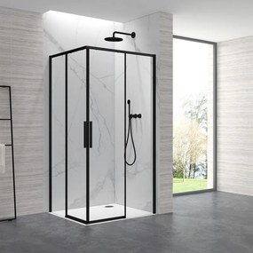 Kamalu - Cabina doccia 80x80cm angolare porte scorrevoli finitura nera | KLA1000N