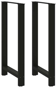 Gambe Per Tavolino Nero 2 Pz 60x(110-111) Cm Acciaio /