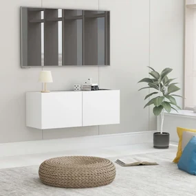 Mobile Porta Tv Bianco 80x30x30 Cm İn Legno Multistrato /