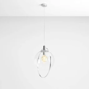 ALDEX Lampada a sospensione Aura, cromo, metallo, vetro, trasparente, E27