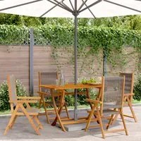 Sedie da Giardino Reclinabili 4pz Grigie Legno Massello Acacia 3214532