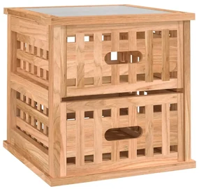 Comodini 2 pz 34x34x34 cm in legno massello di noce