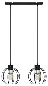 Lampadario a sospensione con filo STARLIGHT 2xE27/15W/230V nero/argento