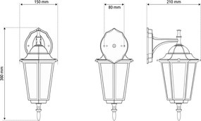 Applique Lanterna da Esterno IP54 E27 Corten - Serie TOSCA 1B