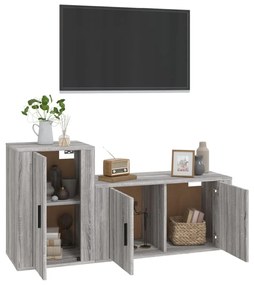 Set Mobili Porta TV 2 pz Grigio Sonoma in Legno Multistrato