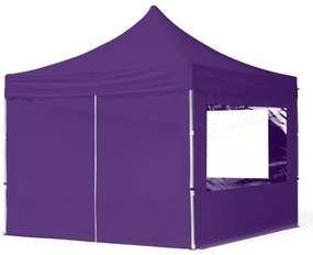 TOOLPORT 3x3m gazebo pieghevole con laterali (finestre panoramiche), ECONOMY alluminio, viola - (59010)