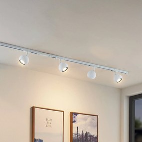 Sistema a binario Lindby Linaro, GU10, 4 luci, bianco, Ø 9 cm Linaro Lindby, dimmerabile, Bianco / Opale, Corridoio, Metallo, Moderno, Lampada a binario
