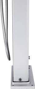 Doccia Solare Ibrida da Giardino 40L Miscelatore e Doccetta Lavapiedi Alluminio Metallizzato/Legno...