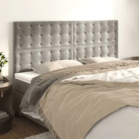 Testiera 4 Pz Grigio Chiaro 80x5x78/88 Cm İn Velluto /