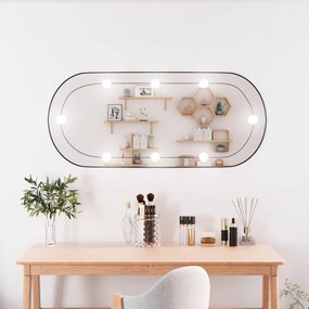 Specchio da Parete con Luci LED 40x90 cm Vetro Ovale