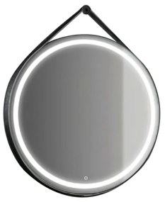 Specchio con illuminazione integrata completo di faretto bagno tondo L 80 x H 80 x P 3 cm