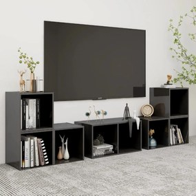 Set mobili tv 6 pz grigio lucido in truciolato